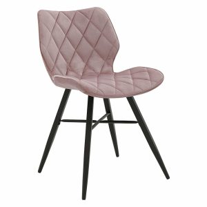 Ampney Velvet Diamond Stitch Set Of 2 Dining Chairs With Metal Legs (Dusty Pink Velvet) Dining