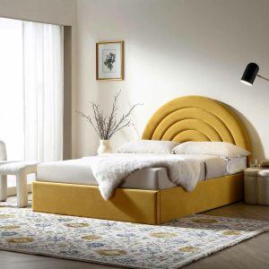 Archer Mustard Yellow Velvet Ottoman Storage Bed Bed Frames