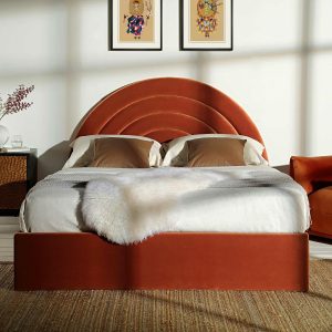 Archer Rust Velvet Ottoman Storage Bed Bed Frames