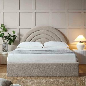 Archer Taupe Boucle Ottoman Storage Bed Bed Frames