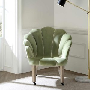 Barnard Scalloped Clam Chair, Lichen Velvet Armchairs