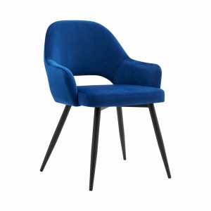 Belvoir Velvet Dining Chair With Metal Legs (Blue Velvet) Dining