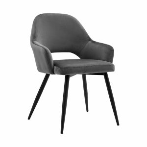 Belvoir Velvet Dining Chair With Metal Legs (Grey Velvet) Dining