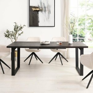 Bern 6-8 Seater Dark Oak Extending Dining Table With Metal Legs Dining