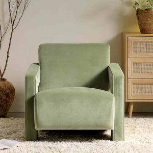 Brompton Sculptural Armchair, Lichen Velvet Armchairs