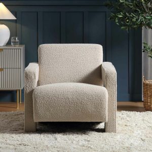 Brompton Sculptural Armchair, Taupe Boucle Armchairs