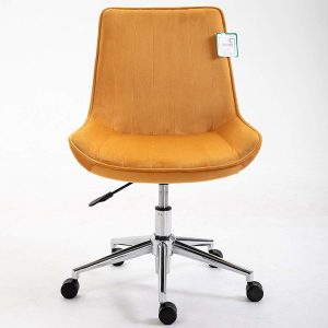 Cala Mustard Yellow Velvet Desk Swivel Chair Desk Chairs