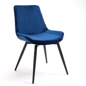 Cala Set Of 2 Blue Velvet Dining Chairs Dining