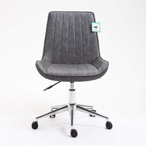 Cala Vintage Grey Pu Leather Desk Chair Swivel Chair With Chrome Feet Desk Chairs