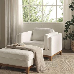 Dipley Beige Boucle Fabric Sofa, 1-Seater Sofas