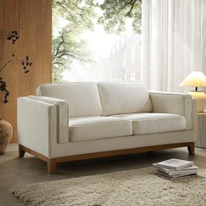 Dipley Beige Boucle Fabric Sofa, 2-Seater Sofas