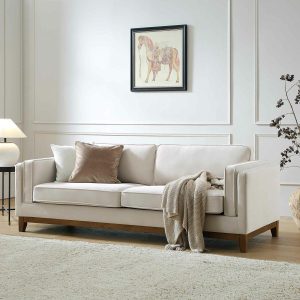 Dipley Champagne Velvet Sofa, 3-Seater Sofas