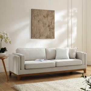 Dipley Oatmeal Fabric Sofa, 3-Seater Sofas