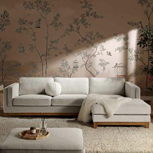 Dipley Oatmeal Woven Fabric Sofa, Grande Chaise Sofa Right Hand Sofas