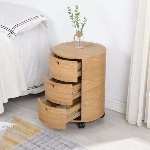 Dolio Drum Chest 3 Drawer Nightstand In Oak Bedroom