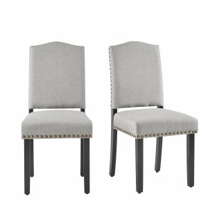 Draycott Set Of 2 Grey Fabric Dining Chairs Dining