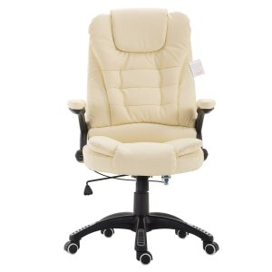 Executive Recline High Back Extra Padded Office Chair, Mo17 Cream Desk Chairs