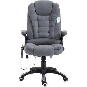 Executive Recline Padded Swivel Office Chair With Vibrating Massage Function, Mm17 Grey Fabric Desk Chairs