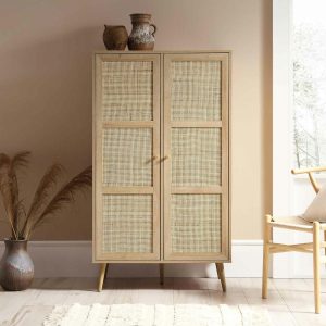 Frances Woven Rattan Compact Double Closet, Natural Bedroom