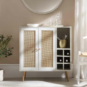 Frances Woven Rattan Drinks Cabinet, White Cabinets And Sideboards