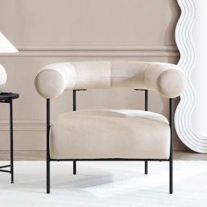 Fulbourn Champagne Velvet Armchair Armchairs