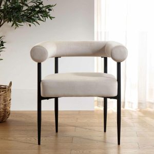 Fulbourn Champagne Velvet Dining Chair With Black Legs Dining