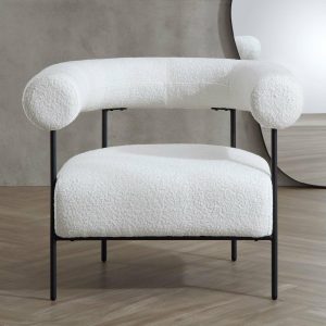 Fulbourn White Boucle Armchair Armchairs