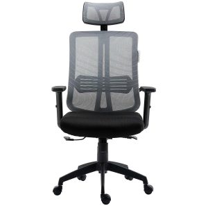 Grey Mesh High Back Executive Office Chair Swivel Desk Chair With Synchro-Tilt, Adjustable Armrest & Headrest Desk Chairs