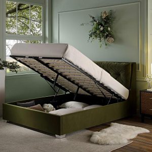 Hadley Moss Green Velvet Ottoman Storage Bed Bed Frames