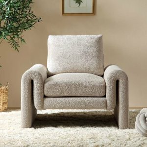 Hampstead Taupe Boucle Curved Armchair Armchairs