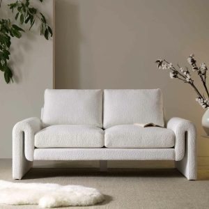 Hampstead White Boucle Curved 2-Seater Sofa Sofas