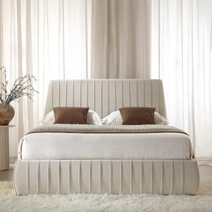 Helia Pleated Ottoman Storage Bed, Champagne Velvet Bed Frames