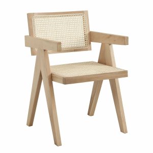 Jeanne Natural Colour Cane Rattan Solid Beech Wood Dining Chair Dining