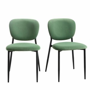 Kelmarsh Set Of 2 Grass Green Velvet Upholstered Dining Chairs Dining