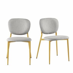 Kelmarsh Set Of 2 Light Grey Fabric Upholstered Dining Chairs Dining