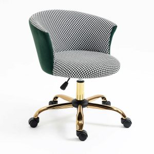 Kylie Houndstooth And Velvet Swivel Chair Desk Chairs