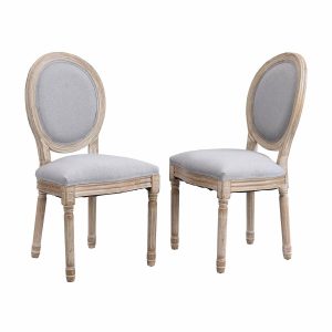 Lainston Set Of 2 Classic Limewashed Wooden Dining Chairs, Grey Dining