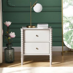 Lyndon Beige Bobbin 2 Drawer Nightstand Bedroom