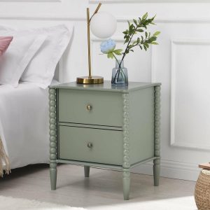 Lyndon Sage Green Bobbin 2 Drawer Nightstand Bedroom