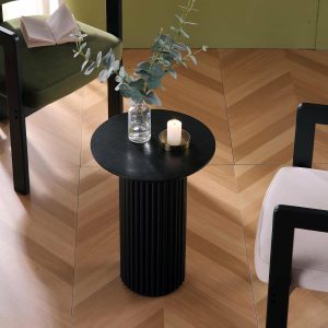 Maru Oak Round Side Table, Black Lounge