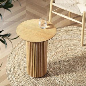 Maru Oak Round Side Table, Oak Lounge