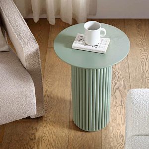 Maru Oak Round Side Table, Sage Green Lounge