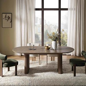 Maru Oval 6-8 Seater Extending Oak Pedestal Dining Table, Silver Oak Dining