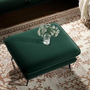 Obriel Forest Green Velvet Footstool Footstools