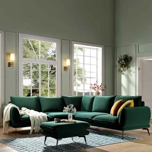 Obriel Forest Green Velvet Grande Corner Sofa Sofas