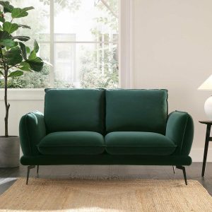 Obriel Forest Green Velvet Sofa, 2-Seater Sofas