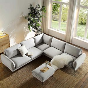 Obriel Grey Marl Fabric Grande Corner Sofa Sofas