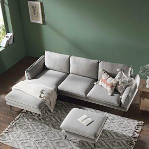 Obriel Grey Marl Fabric Sofa, Grande Chaise Sofa Left Hand Sofas