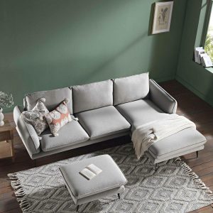 Obriel Grey Marl Fabric Sofa, Grande Chaise Sofa Right Hand Sofas