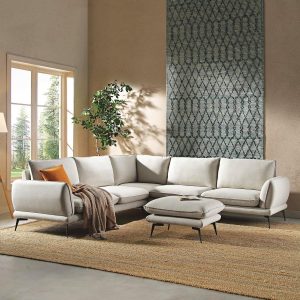 Obriel Oatmeal Fabric Grande Corner Sofa Sofas